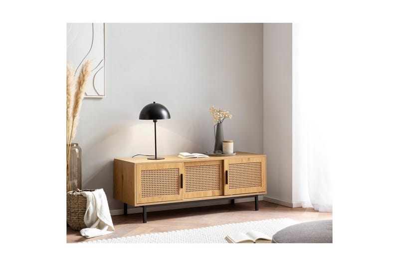 Lavbord Wohnling Spånplade folieret med 2 skydedøre, wienerflet, moderne stil Eg - Eg - Møbler - TV borde & mediemøbler - Mediestativ & vægbeslag