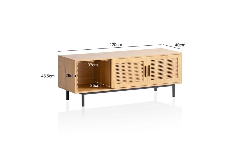 Lavbord Wohnling Spånplade folieret med 2 skydedøre, wienerflet, moderne stil Eg - Eg - Møbler - TV borde & mediemøbler - Mediestativ & vægbeslag