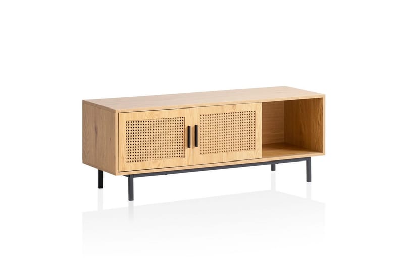 Lavbord Wohnling Spånplade folieret med 2 skydedøre, wienerflet, moderne stil Eg - Eg - Møbler - TV borde & mediemøbler - Mediestativ & vægbeslag