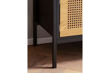 Lavbord Wohnling Spånplade folieret med 2 skydedøre, wienerflet, moderne stil Sort, Eg - Sort, Eg - Møbler - TV borde & mediemøbler - TV-borde