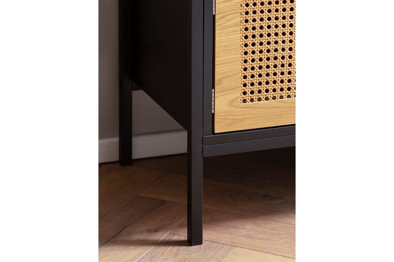 Lavbord Wohnling Spånplade folieret med 2 skydedøre, wienerflet, moderne stil Sort, Eg - Sort, Eg - Møbler - TV borde & mediemøbler - Mediestativ & vægbeslag