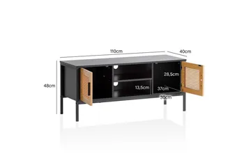 Lavbord Wohnling Spånplade folieret med 2 skydedøre, wienerflet, moderne stil Sort, Eg - Sort, Eg - Møbler - TV borde & mediemøbler - TV-borde