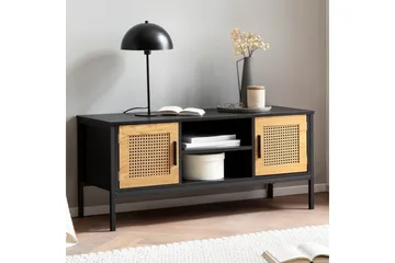 Lavbord Wohnling Spånplade folieret med 2 skydedøre, wienerflet, moderne stil Sort, Eg - Sort, Eg - Møbler - TV borde & mediemøbler - TV-borde