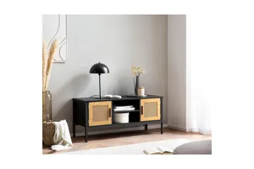 Lavbord Wohnling Spånplade folieret med 2 skydedøre, wienerflet, moderne stil Sort, Eg - Sort, Eg - Møbler - TV borde & mediemøbler - TV-borde