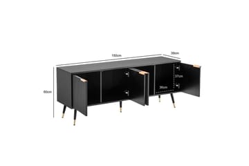 Lavbord Wohnling Spånplade Sort Belagt med 2 Døre Moderne Eg med Metalben - Møbler - TV borde & mediemøbler - TV-borde