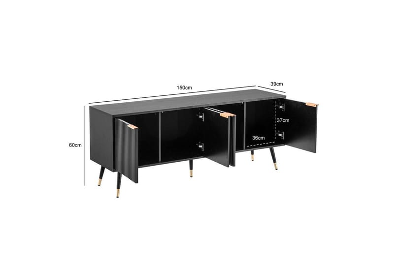 Lavbord Wohnling Spånplade Sort Belagt med 2 Døre Moderne Eg med Metalben - Møbler - TV borde & mediemøbler - TV-borde