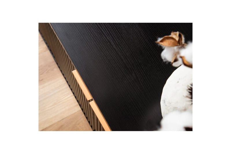 Lavbord Wohnling Spånplade Sort Belagt med 2 Døre Moderne Eg med Metalben - Møbler - TV borde & mediemøbler - TV-borde