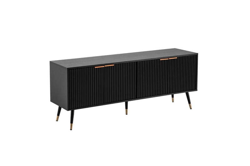 Lavbord Wohnling Spånplade Sort Belagt med 2 Døre Moderne Eg med Metalben - Møbler - TV borde & mediemøbler - Mediestativ & vægbeslag