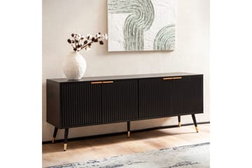 Lavbord Wohnling Spånplade Sort Belagt med 2 Døre Moderne Eg med Metalben - Møbler - TV borde & mediemøbler - TV-borde