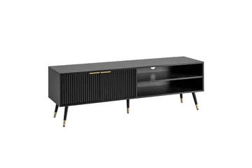 Lavbord Wohnling Spånplade Sort Belagt med 2 Døre Opbevaringsbakke Moderne - Møbler - TV borde & mediemøbler - TV-borde