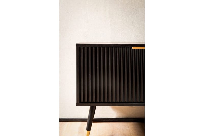 Lavbord Wohnling Spånplade Sort Belagt med 2 Døre Opbevaringsbakke Moderne - Møbler - TV borde & mediemøbler - TV-borde