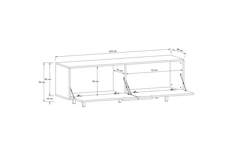 Lavskab Alberto 150x38x50 cm, Hvid - 150x38x50 cm, Hvid - Møbler - TV borde & mediemøbler - TV-borde
