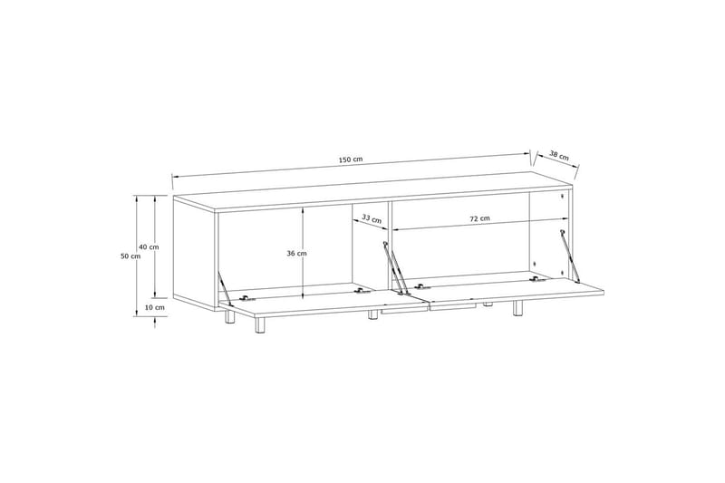 Lavskab Alberto 150x38x50 cm, Hvid - 150x38x50 cm, Hvid - Møbler - TV borde & mediemøbler - TV-borde