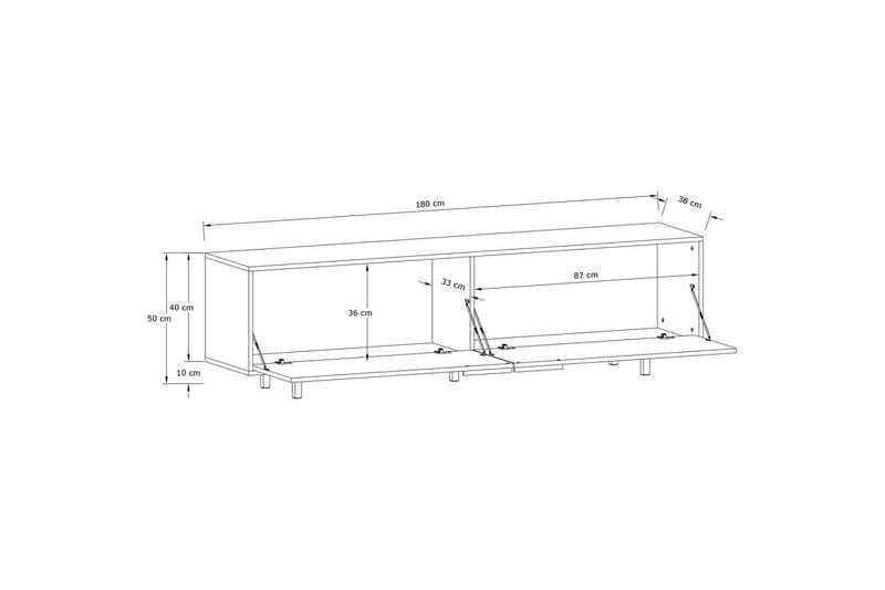 Lavskab Alberto 180x38x50 cm, Hvid - 180x38x50 cm, Hvid - Møbler - TV borde & mediemøbler - TV-borde
