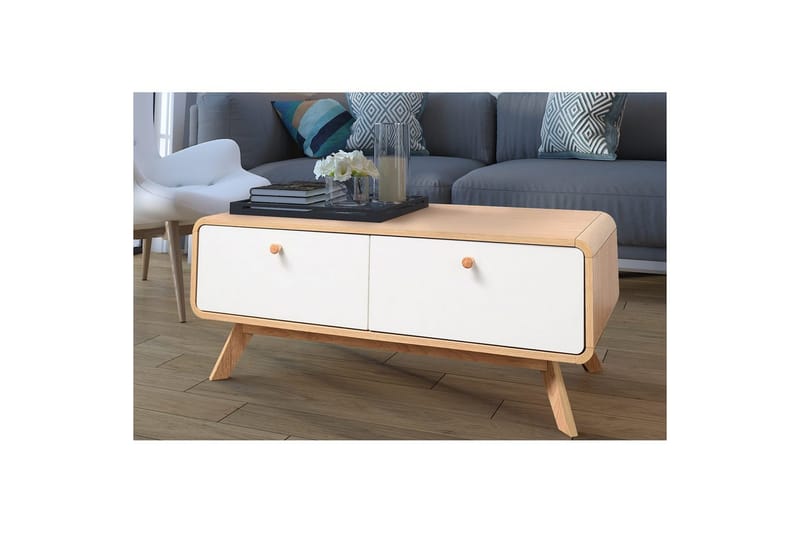 Lavskab Cassie 100x51x40 cm, Eg/Hvid - 100x51x40 cm, Eg/Hvid - Møbler - TV borde & mediemøbler - TV-borde