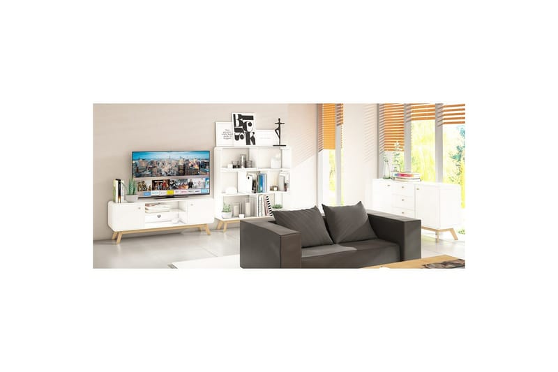 Lavskab Cassie 140x39x53 cm, Hvid/Hvid - 140x39x53 cm, Hvid/Hvid - Møbler - TV borde & mediemøbler - TV-borde