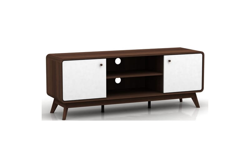 Lavskab Cassie 140x39x53 cm, Valnød/Hvid - 140x39x53 cm, Valnød/Hvid - Møbler - TV borde & mediemøbler - TV-borde