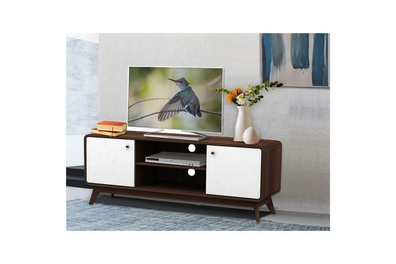 Lavskab Cassie 140x39x53 cm, Valnød/Hvid - 140x39x53 cm, Valnød/Hvid - Møbler - TV borde & mediemøbler - TV-borde