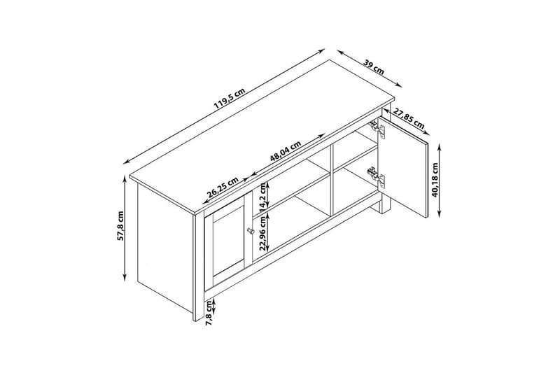 Lavskab Emerald 120x39x58 cm, Natur - 120x39x58 cm, Natur - Møbler - TV borde & mediemøbler - TV-borde