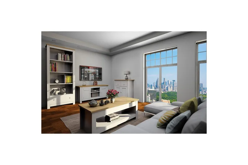 Lavskab Emerald 120x39x58 cm, Natur/Grå - 120x39x58 cm, Natur/Grå - Møbler - TV borde & mediemøbler - TV-borde