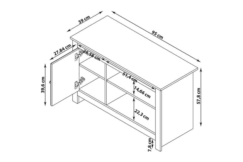 Lavskab Emerald 95x39x58 cm, Natur - 95x39x58 cm, Natur - Møbler - TV borde & mediemøbler - TV-borde