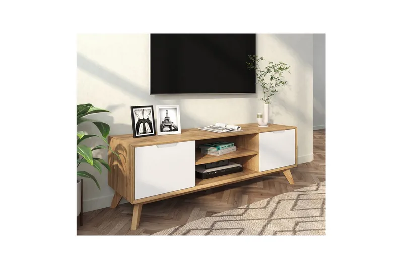 Lavskab Ezra Wotan Eg/Hvid - Wotan Eg/Hvid - Møbler - TV borde & mediemøbler - TV-borde