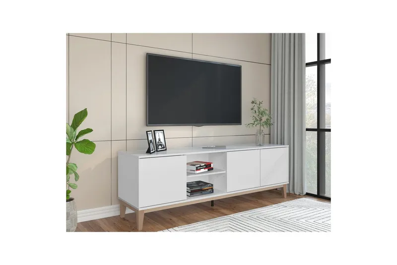 Lavskab Pelle Hvid/Wotan Eg - Hvid/Wotan Eg - Møbler - TV borde & mediemøbler - TV-borde