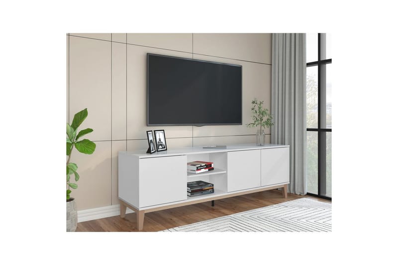 Lavskab Pelle Hvid/Wotan Eg - Hvid/Wotan Eg - Møbler - TV borde & mediemøbler - TV-borde