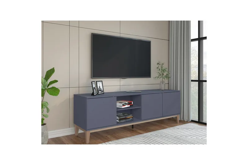 Lavskab Pelle Grå/Wotan Eg - Grå/Wotan Eg - Møbler - TV borde & mediemøbler - TV-borde