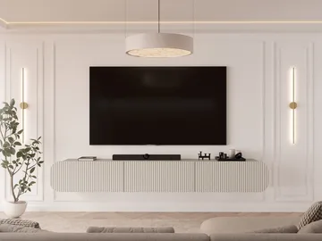 Lerva TV-bænk 239 cm - Beige - Møbler - TV borde & mediemøbler - TV-borde