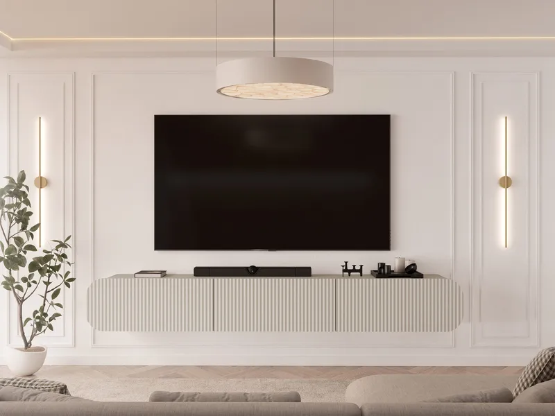 Lerva TV-bænk 239 cm - Beige - Møbler - TV borde & mediemøbler - TV-borde