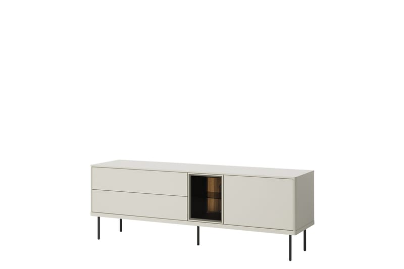 Levisa Gulvstående TV-bænk 161 cm med Opbevaring i Malet Træ, Beige
