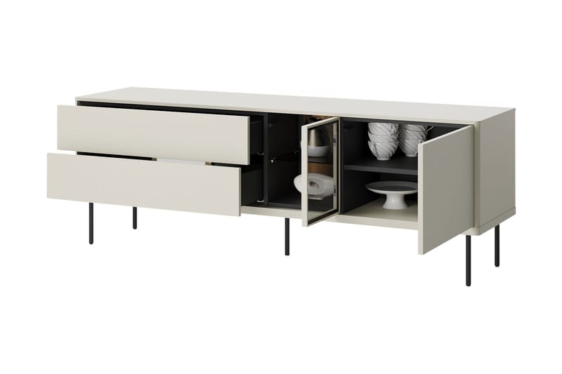 Levisa Gulvstående TV-bænk 161 cm med Opbevaring i Malet Træ - Beige - Møbler - TV borde & mediemøbler - TV-borde