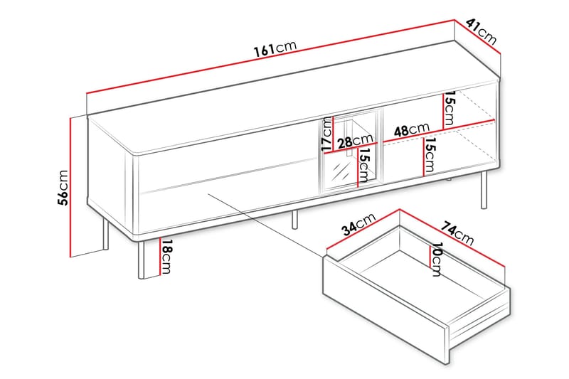 Levisa TV-bænk 161x41 cm - Beige - Møbler - TV borde & mediemøbler - TV-borde