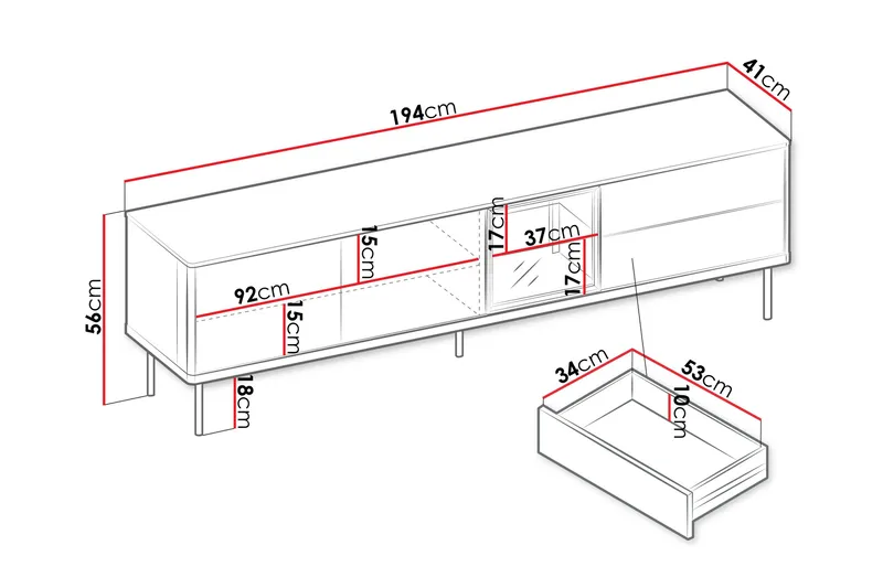 Levisa TV-bænk 194x41 cm - Møbler - TV borde & mediemøbler - TV-borde