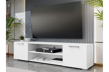 Lindesberg Gulvstående Tv-bænk 156 cm med Opbevaring i Malet Træ - Hvid - Møbler - TV borde & mediemøbler - TV-borde