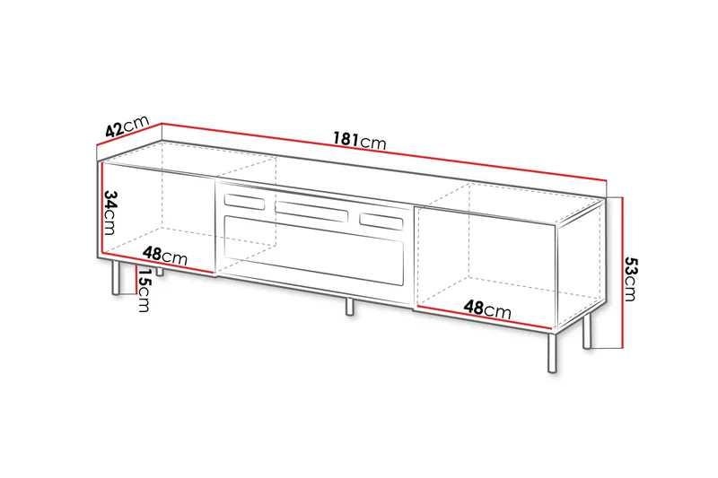 Lionel TV-bænk 181 cm - Beige - Møbler - TV borde & mediemøbler - TV-borde