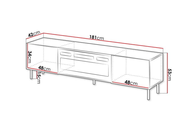 Lionel TV-bænk 181 cm - Beige - Møbler - TV borde & mediemøbler - TV-borde