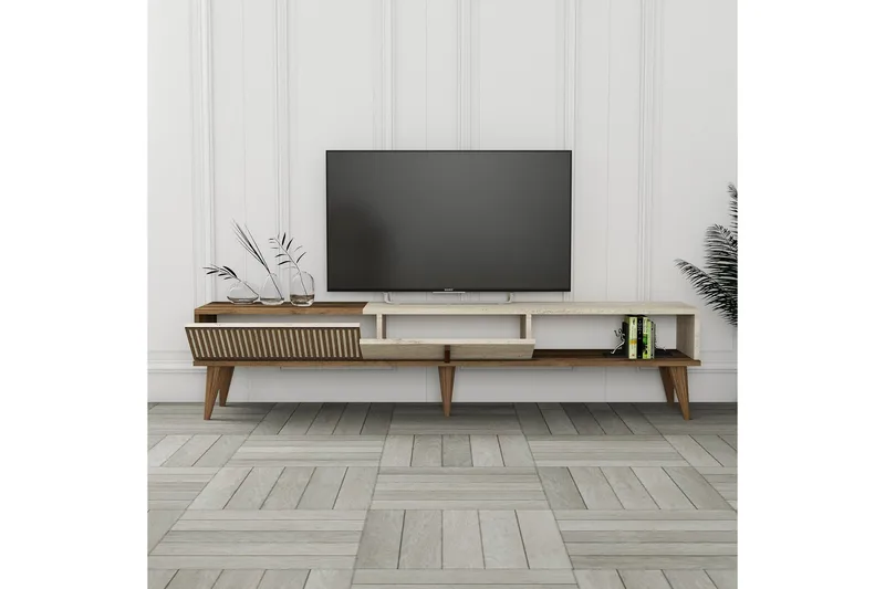 Lissione Tv-bænk 180 cm - Valnød/Beige - Møbler - TV borde & mediemøbler - TV-borde