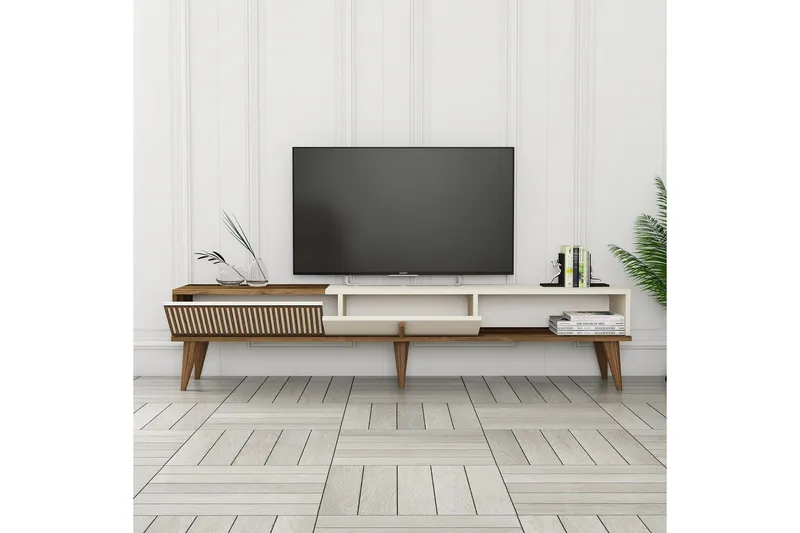 Lissione Tv-bænk 180 cm - Valnød/Creme - Møbler - TV borde & mediemøbler - TV-borde