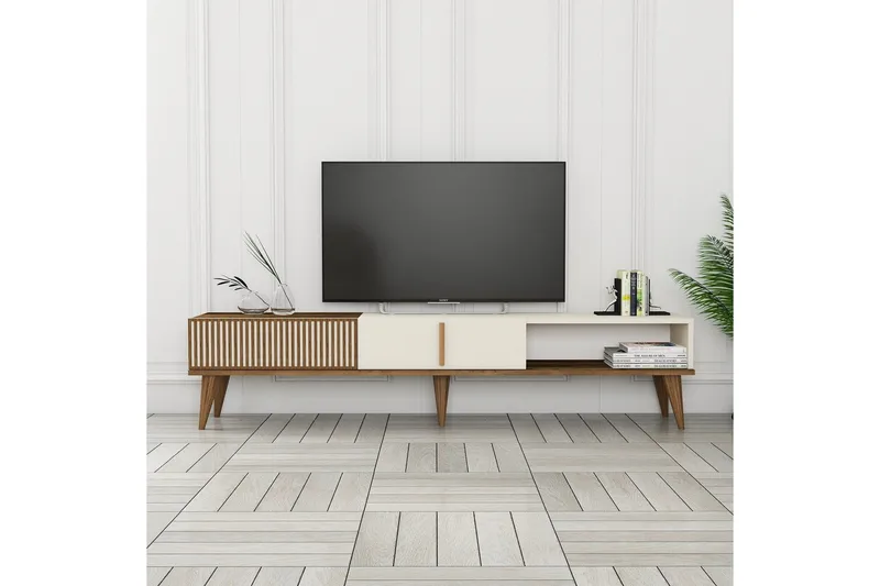Lissione Tv-bænk 180 cm - Valnød/Creme - Møbler - TV borde & mediemøbler - TV-borde