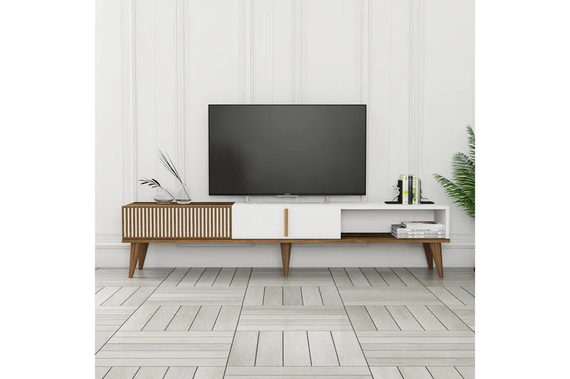 Lissione Tv-bænk 180 cm, Valnød/Hvid