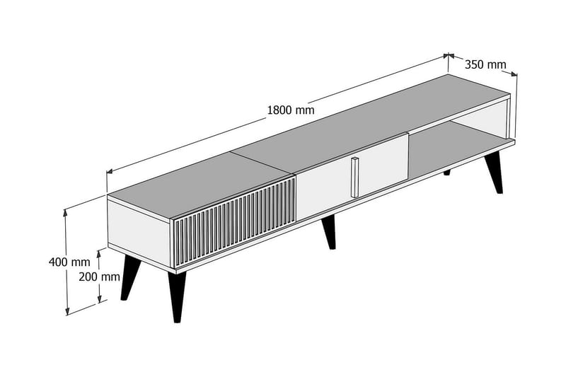 Lissione TV-bord 180 cm - Mørkebrun/Hvid - TV-borde