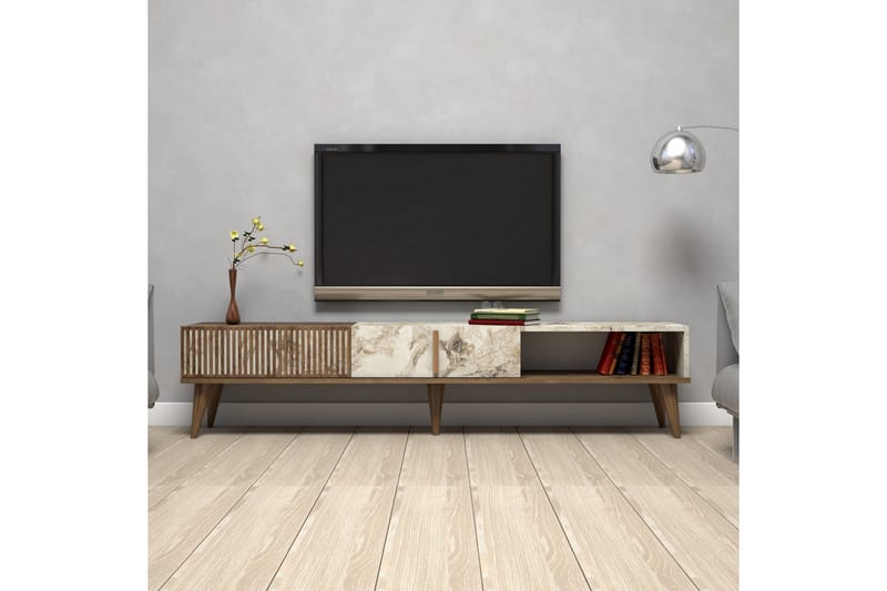 Lissione TV-bord 180 cm - Mørkebrun/Hvid - TV-borde