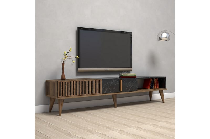 Lissione TV-bord 180 cm - Mørkebrun/Sort - TV-borde