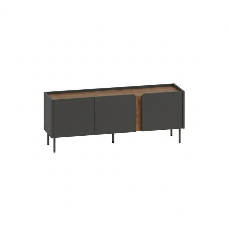 Lomar TV-bænk 140x53,9x35,5 cm, Antracit/Naturlig eg/Sort