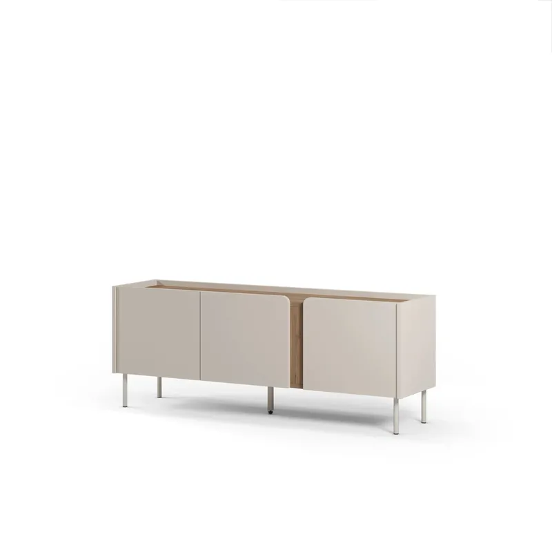 Lomar TV-bænk 140x53,9x35,5 cm, Sandstone og naturlig eg