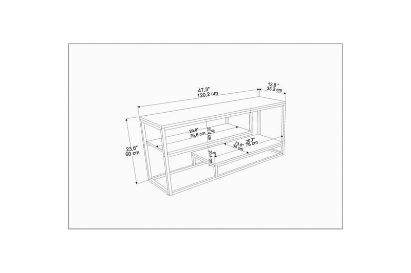 Lorin TV-bænk 120 cm - Guld - Møbler - TV borde & mediemøbler - TV-borde