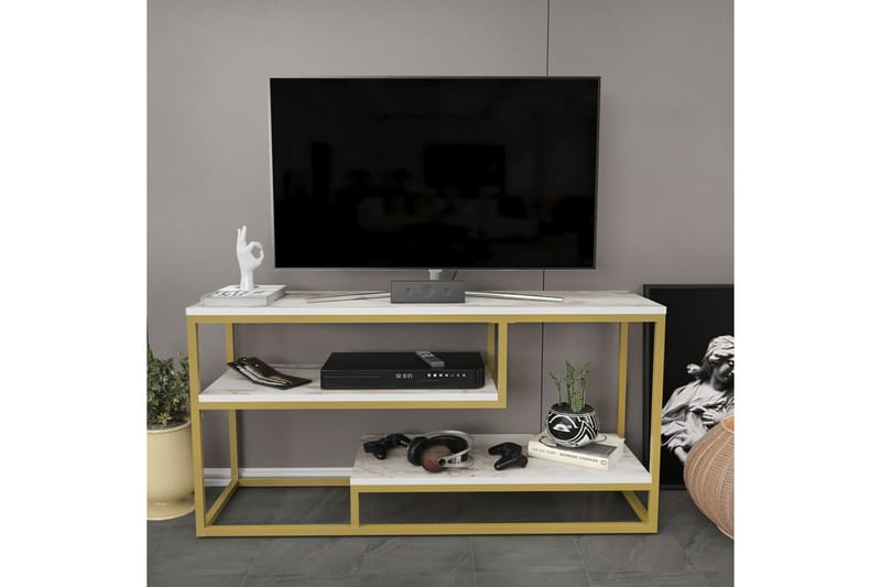 Lorin TV-bænk 120 cm - Guld - Møbler - TV borde & mediemøbler - TV-borde