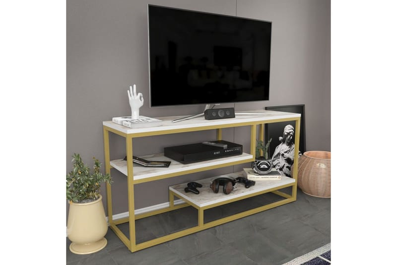 Lorin TV-bænk 120 cm - Guld - Møbler - TV borde & mediemøbler - TV-borde